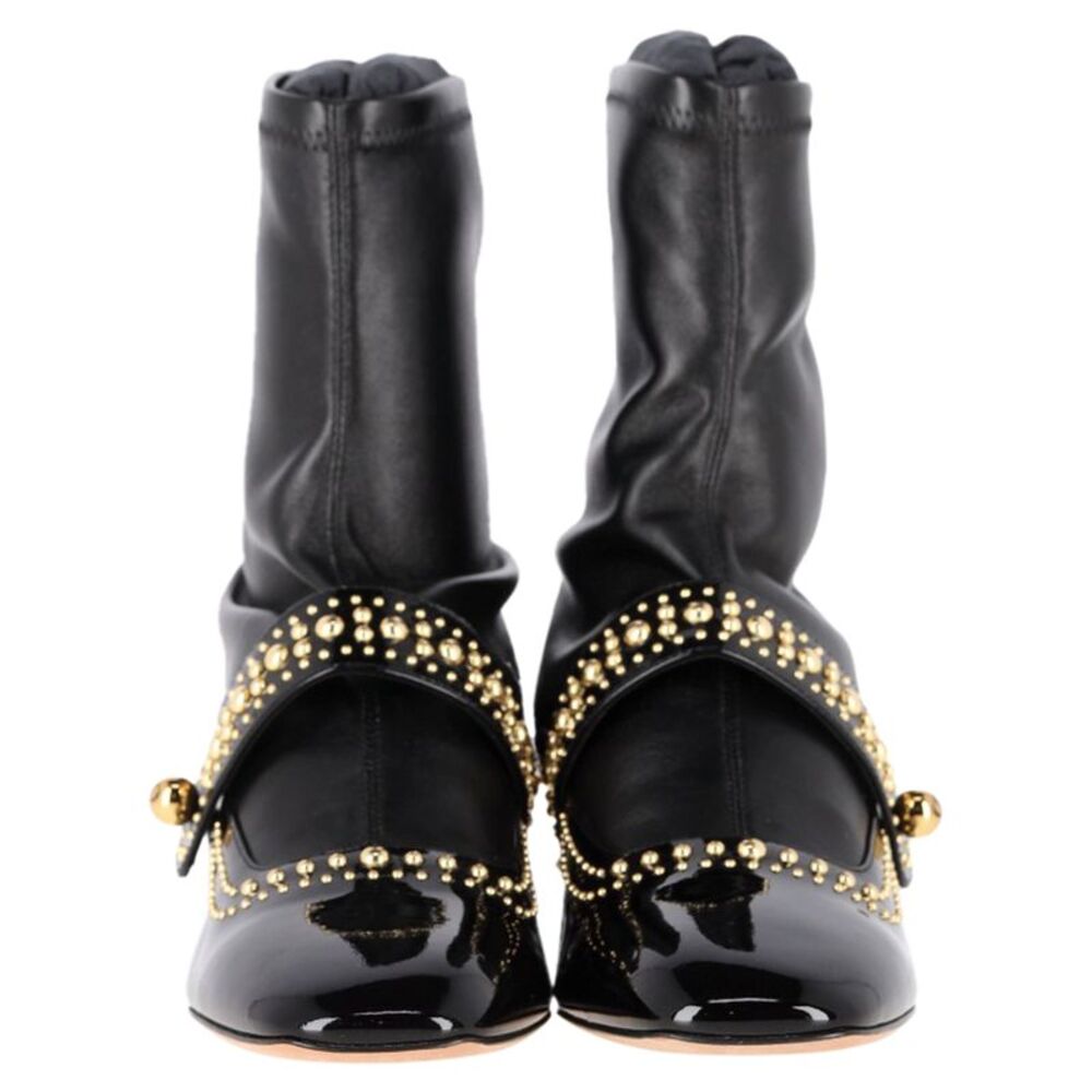 Dior Belle-D Embellished Heeled Ankle Boots in Black Leather - Picture 2 of 12